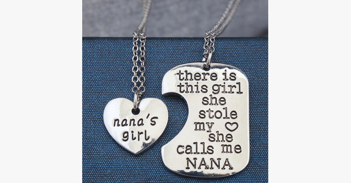 Nana's Girl Pendant Set - Silver Color– Stamped for a Personal Effect