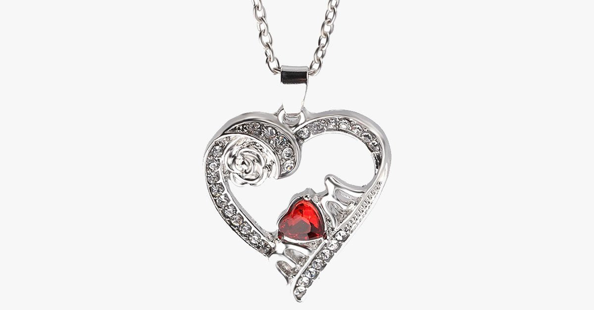 Red Heart Mom Pendant