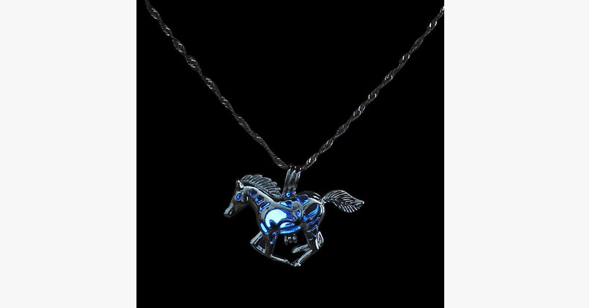 Glow In The Dark Running Horse Necklace