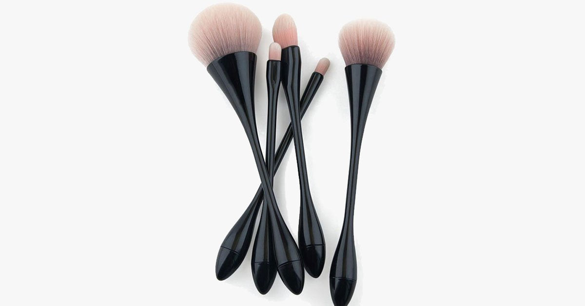 Professional Makeup Brush Set - 5 Pieces of Hour Glass Brush - Available in 5 Colors - Your Makeup Partner!