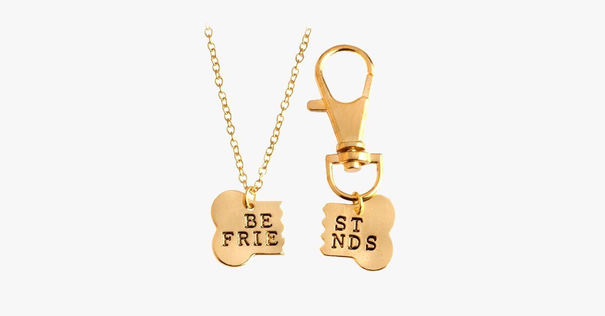 Best Friend Dog Bone Pendant Keychain Set