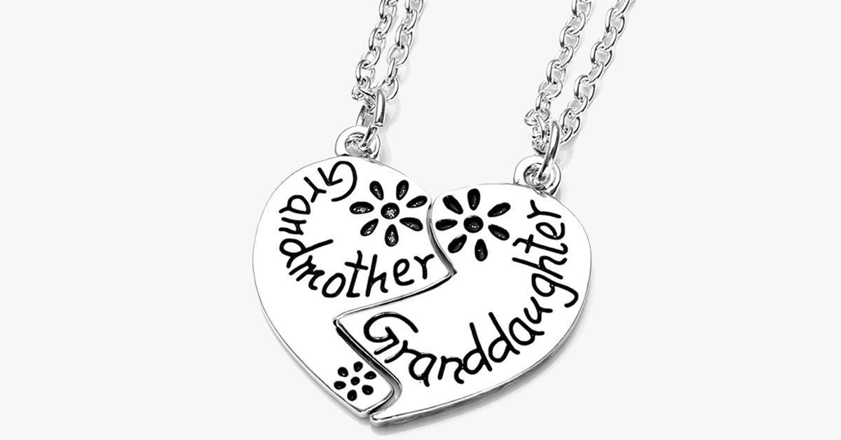 Love Heart Grandmother Granddaughter Pendant Necklace