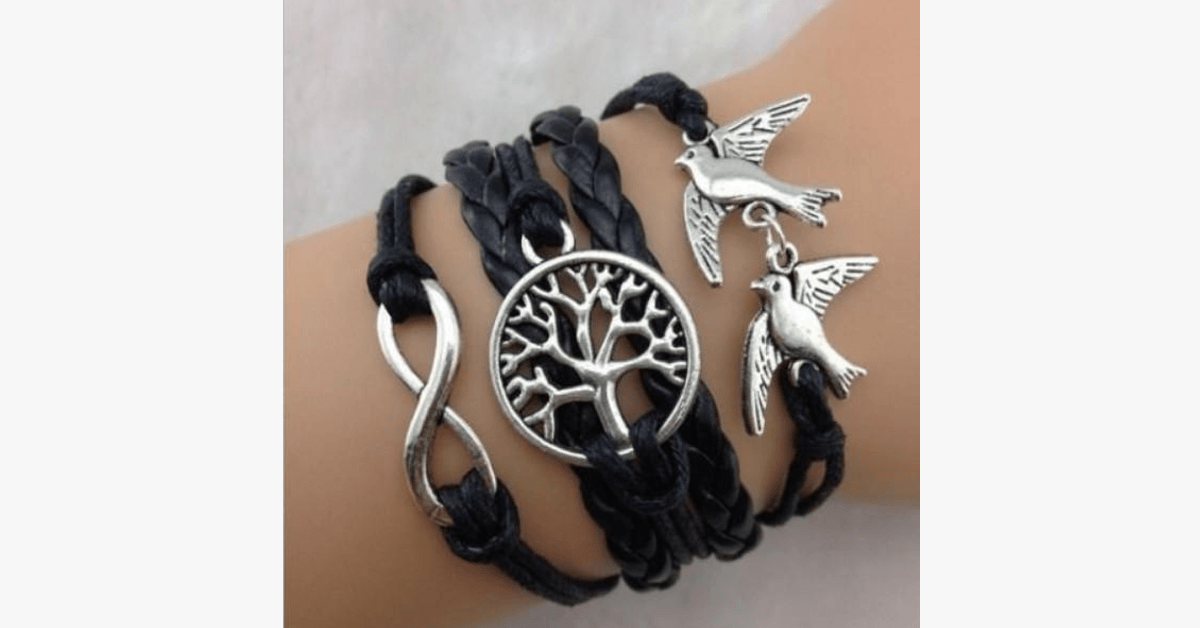 Flying Birds Infinity Tree Bracelet