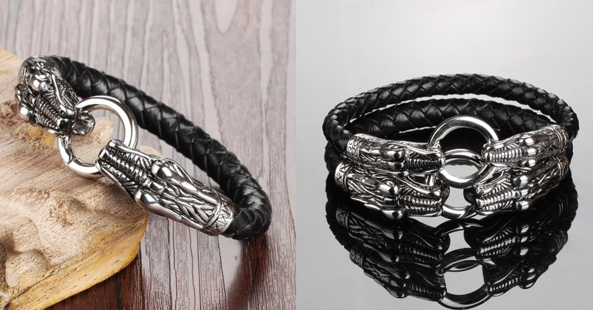 Game of Thrones Inspired Double Dragon Stainless Steel Men's Bracelet – With Bold and Impressive Design Gives You a Super Cool and Chic Look