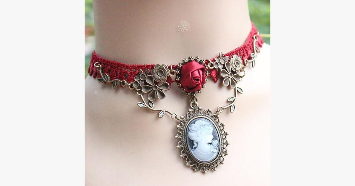Red Lace Choker Necklace
