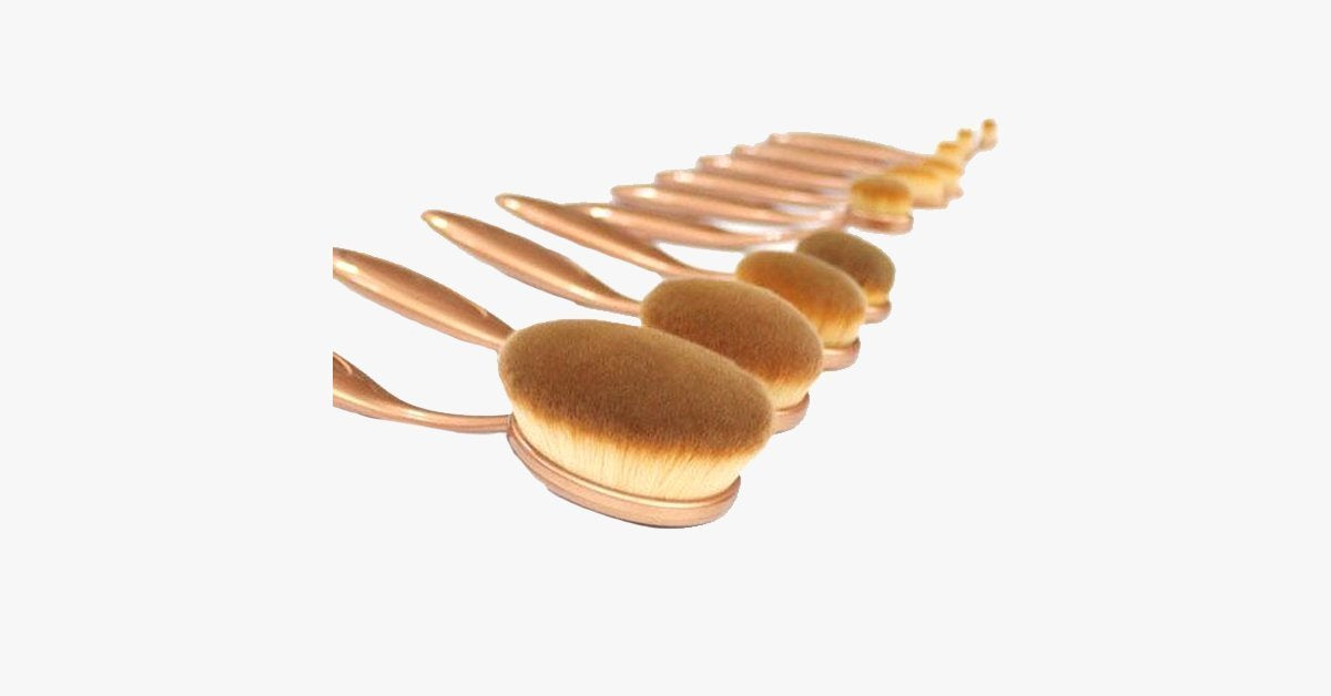 “The Midas Touch”Oval Brush Set - Made From Synthetic Hair - Flawless Coverage, 10 Piece