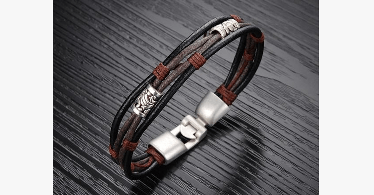 Men’s Leather Bracelet- Pure Handmade Bracelet- Make a Bold Statement