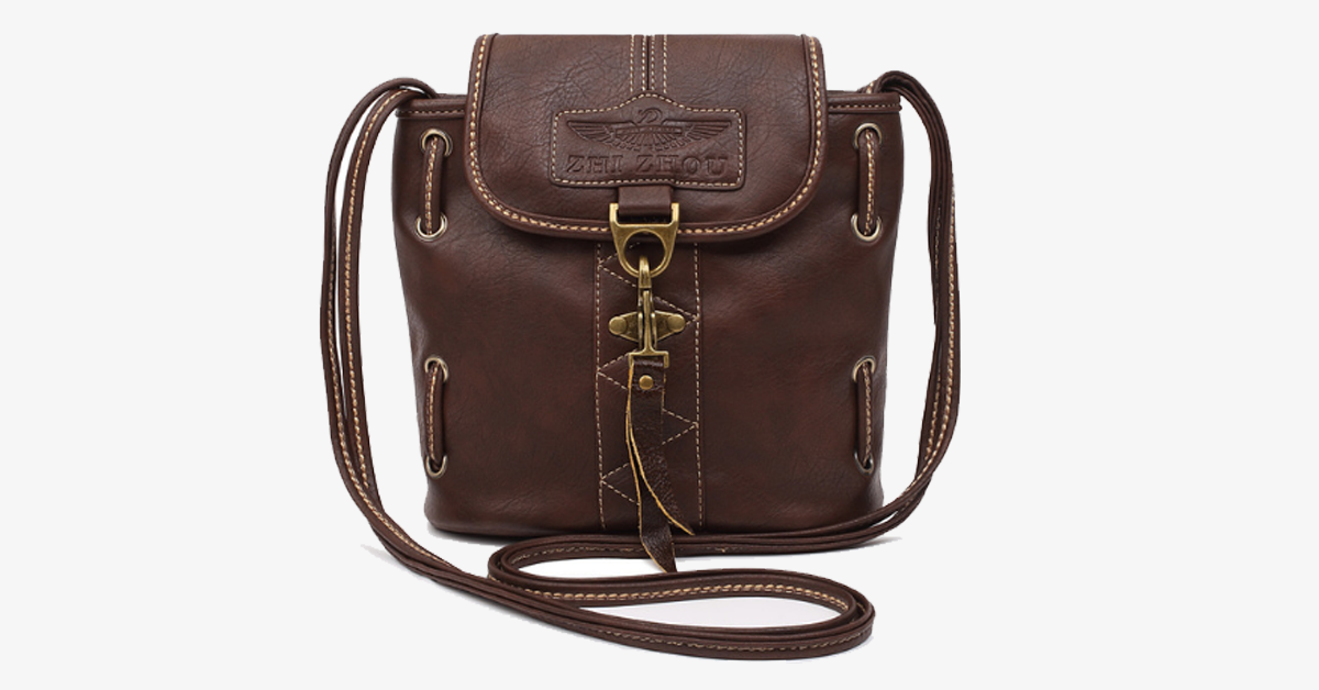 Vintage Style Crossbody Bags - Genuine Brown Leather Cross Body Shoulder Bag - Portable Handmade Purse