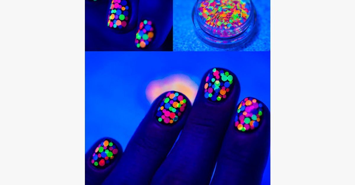 Radiant Nail Design - Unique & Colorful - Creative Look - Glows in Dark Black Light