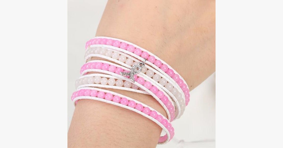 Pink Ribbon Wrap Bracelet