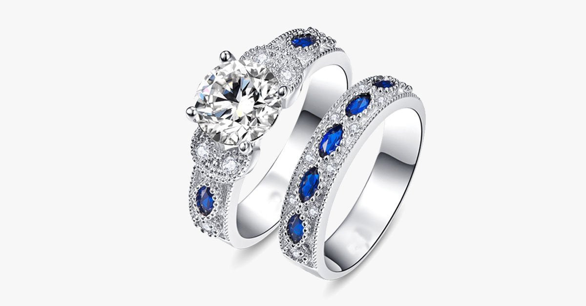 Solid Sapphire Crystal Ring Set