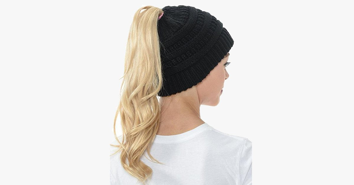 Soft Knit Ponytail Beanie