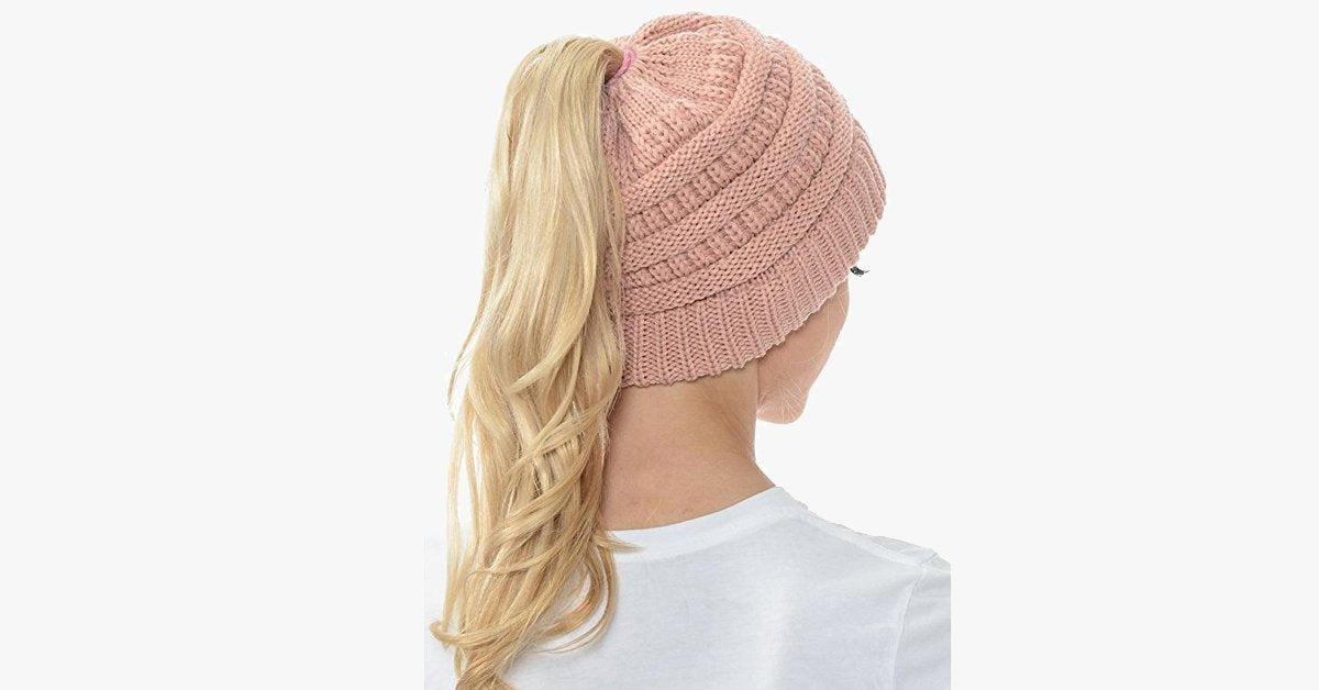 Soft Knit Ponytail Beanie