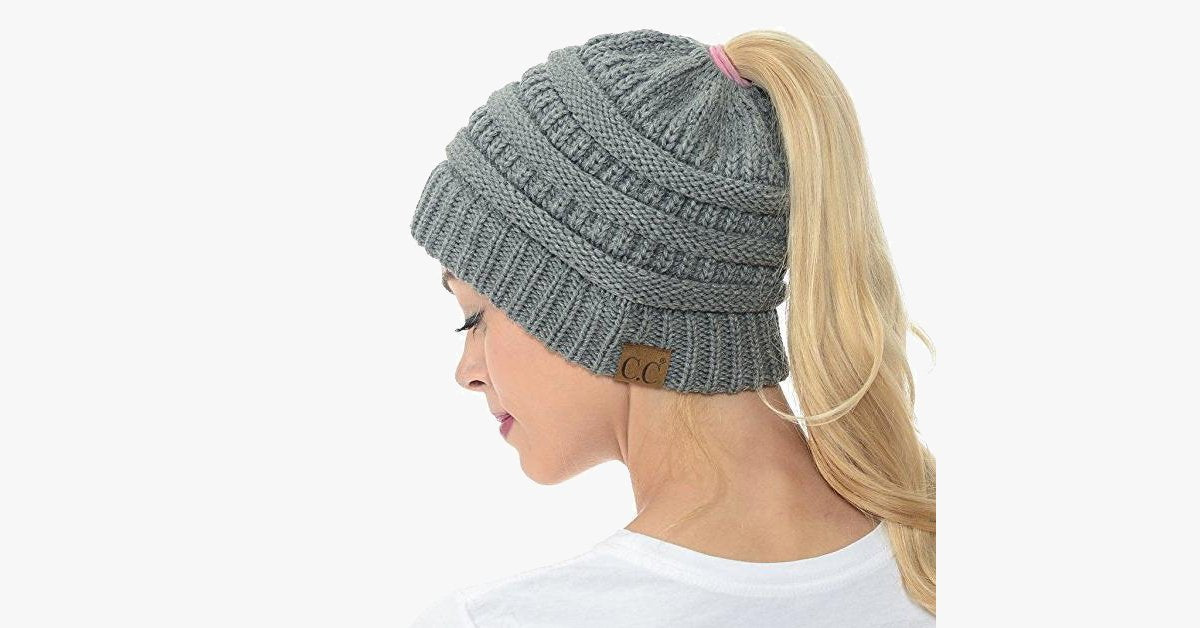 Soft Knit Ponytail Beanie