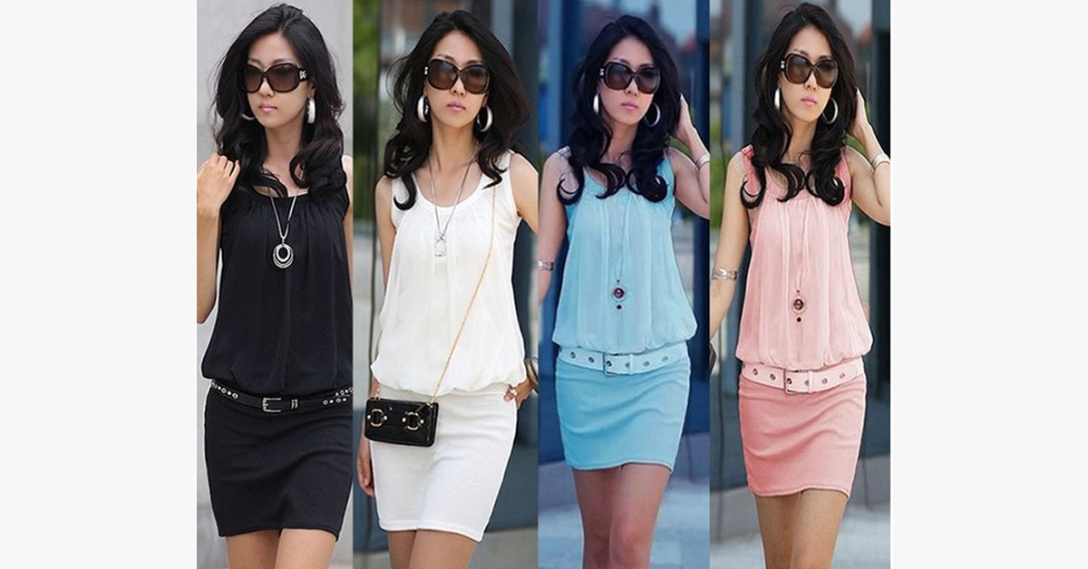 Mini Chiffon Sleeveless Tunic Dress