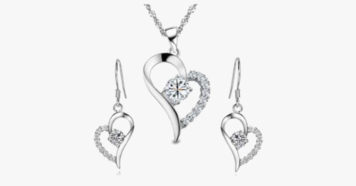 Crystal Heart Pendant Set