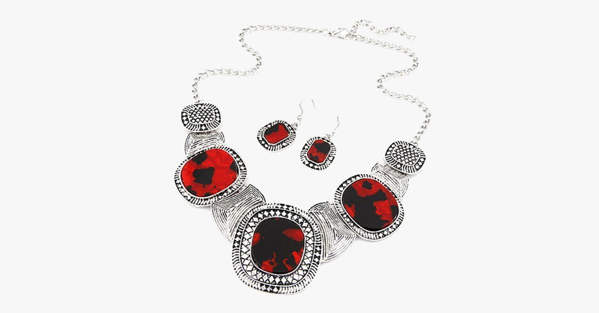 Rhinestone Statement Necklace Set