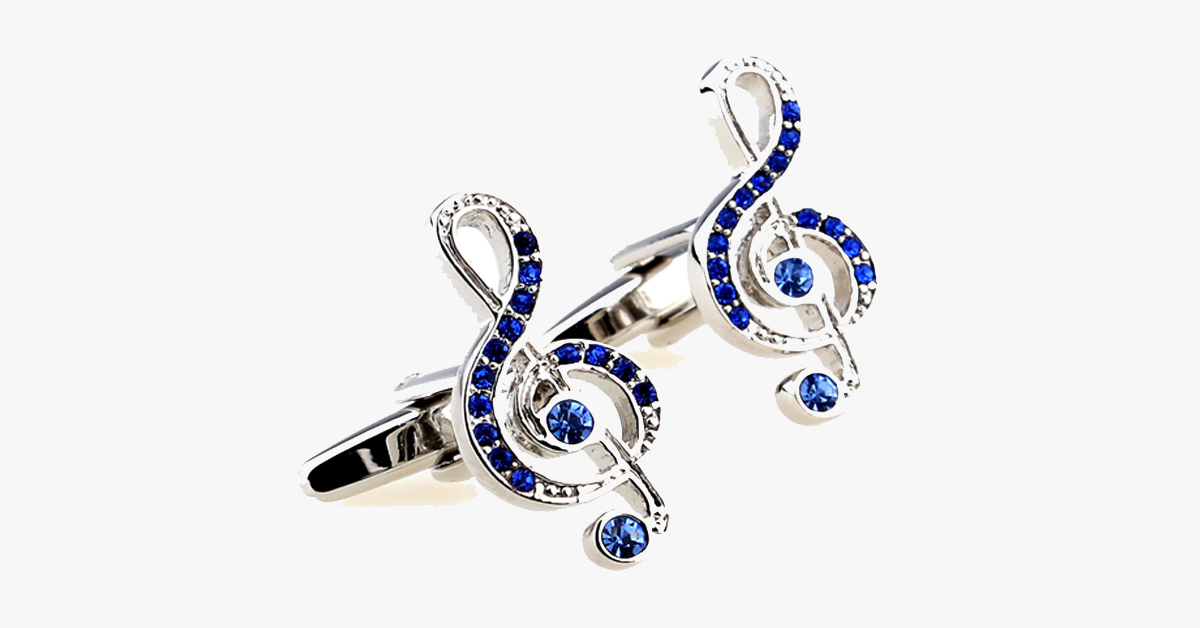 Fashionable Music Lover Blue Gem Cufflink –Musical Notes Shaped Durable Cufflinks for the Fashionable men