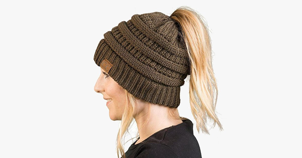 Soft Knit Ponytail Beanie