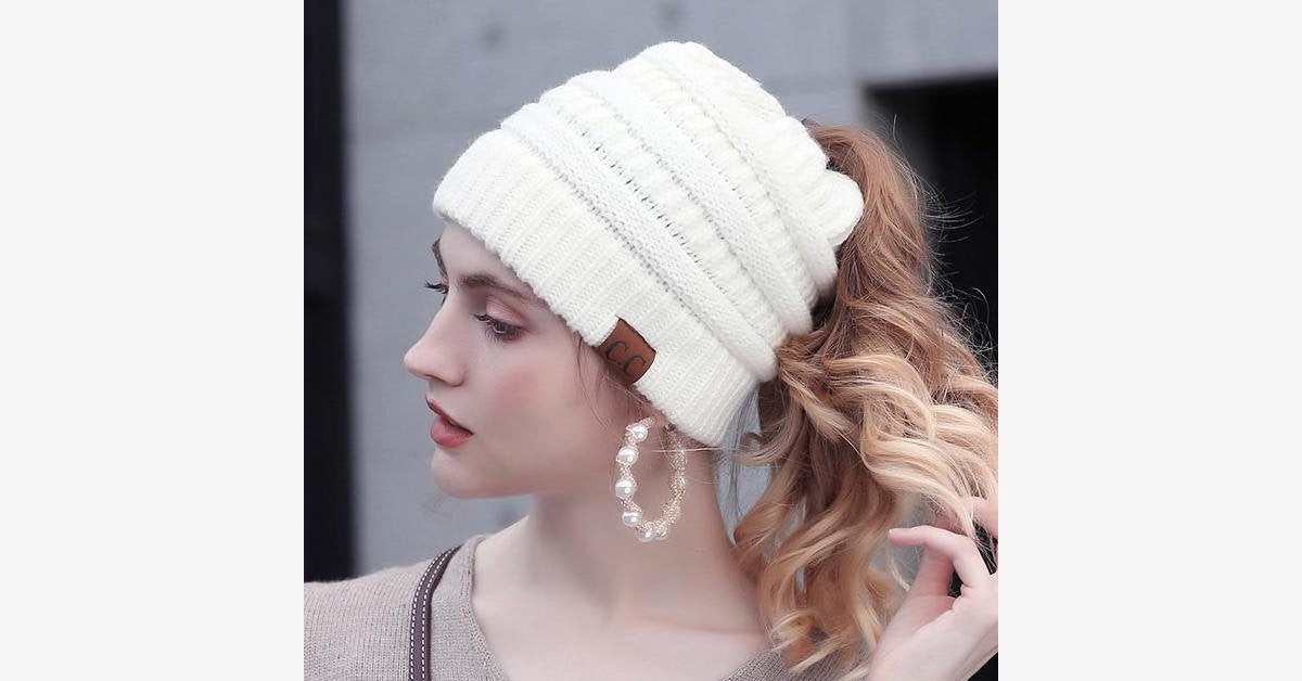 Soft Knit Ponytail Beanie