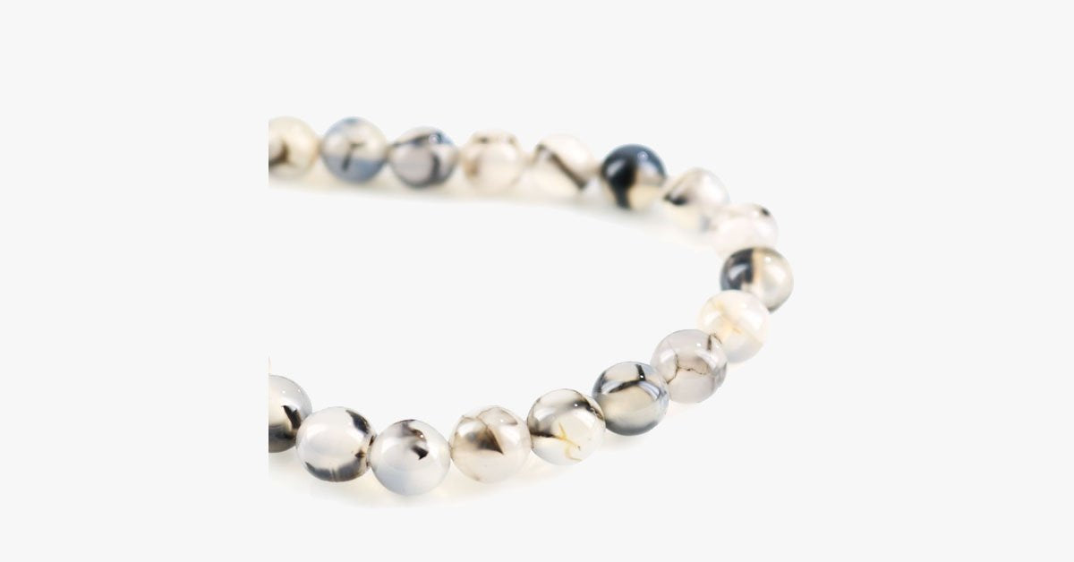 Black White Texture Onyx Chalcedony Beads Bracelet/Necklace