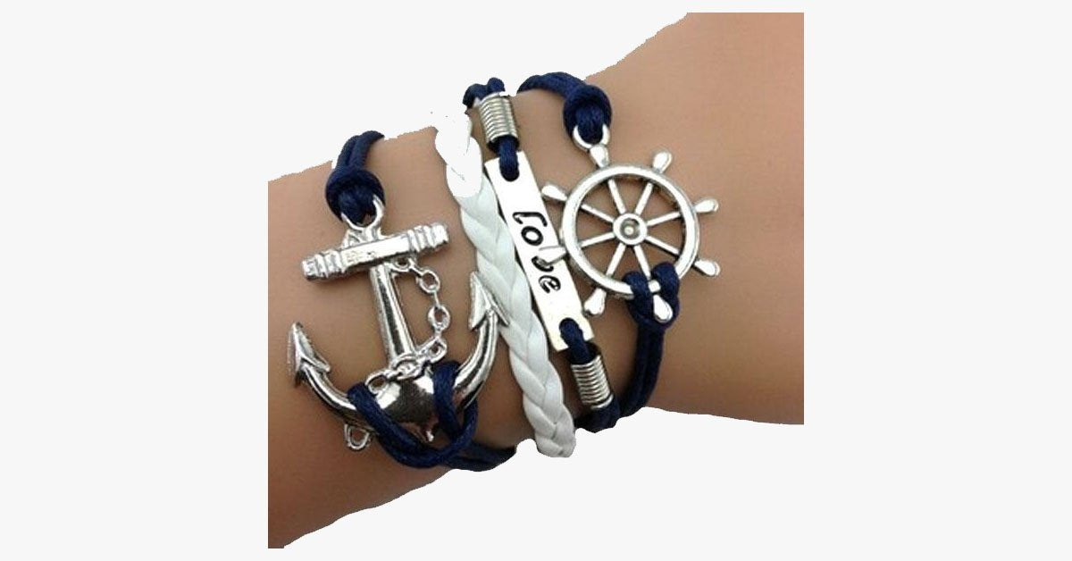 Anchor Wheel Love Bracelet