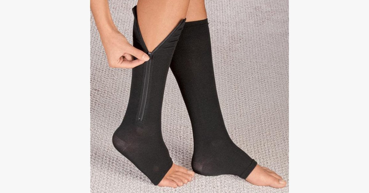 Unisex Zipper Compression Socks with An Open Toe – Relaxation At Every Step!