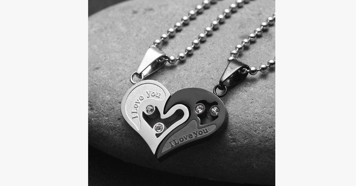 I Love You Mutual Affinity Heart Titanium Steel Lover Necklaces