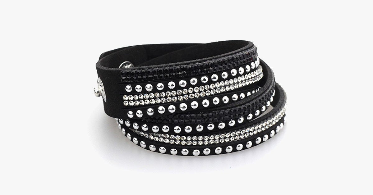 Metallic Leather Wrap Bracelet