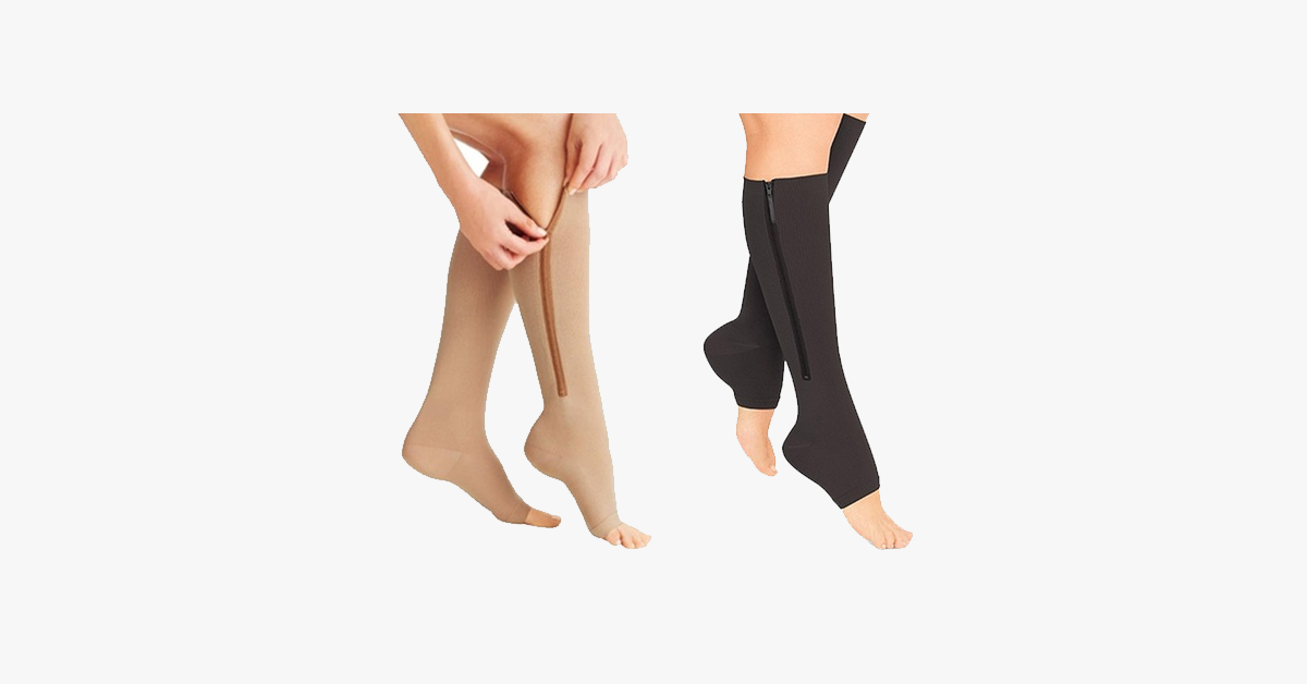 Unisex Zipper Compression Socks with An Open Toe – Relaxation At Every Step!