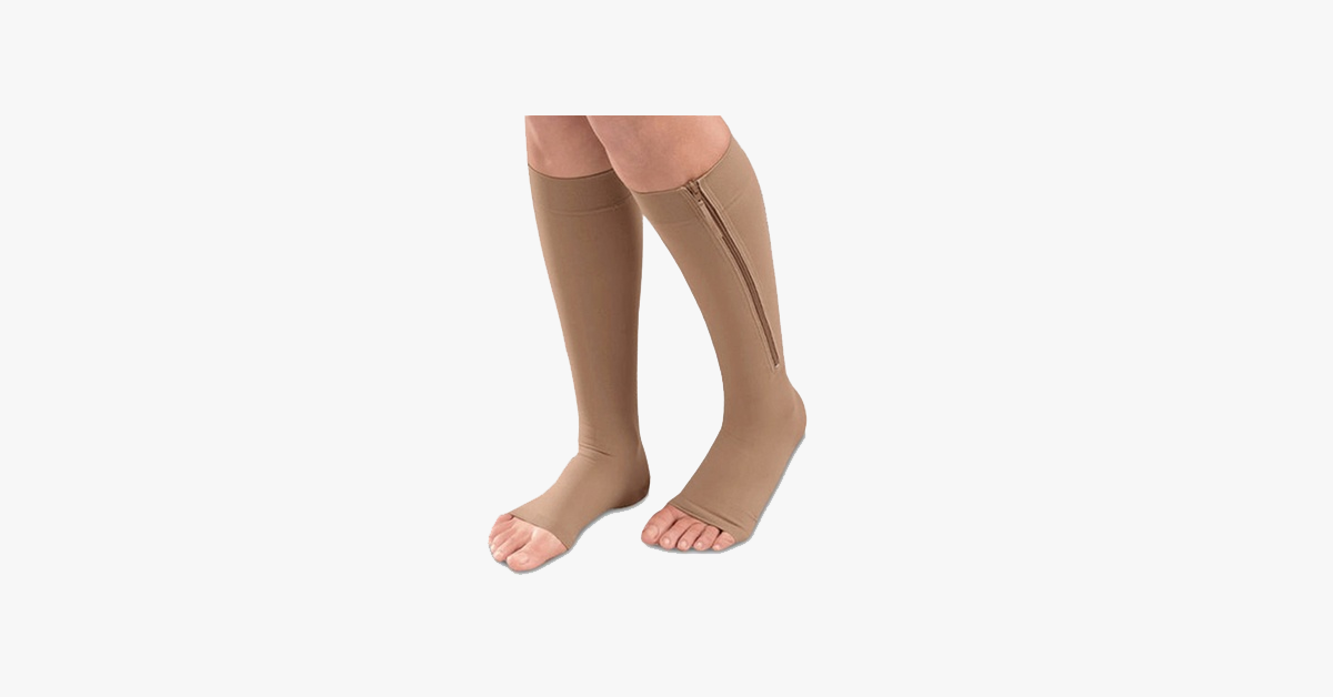 Unisex Zipper Compression Socks with An Open Toe – Relaxation At Every Step!