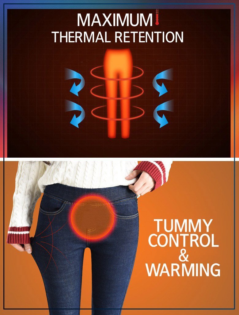Double Fleece Thermal Jeanish Pants