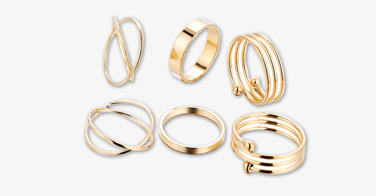 6pc Gold Stackable Ring Set