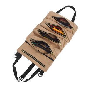 Multi-Purpose Tool Roll Up Bag Wrench Roll Pouch Hanging Tool Zipper Carrier Tote Canvas Car Organizer 5 Pockets Portable