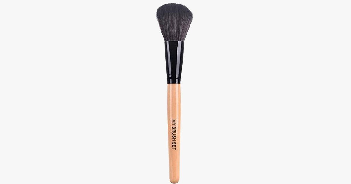 Powdered Makeup Brush - Made With Synthetic Fibers - Full & Round Shape - Apply Both Loose & Pressed Powder - Perfect For Foundations, Blush & Bronzer