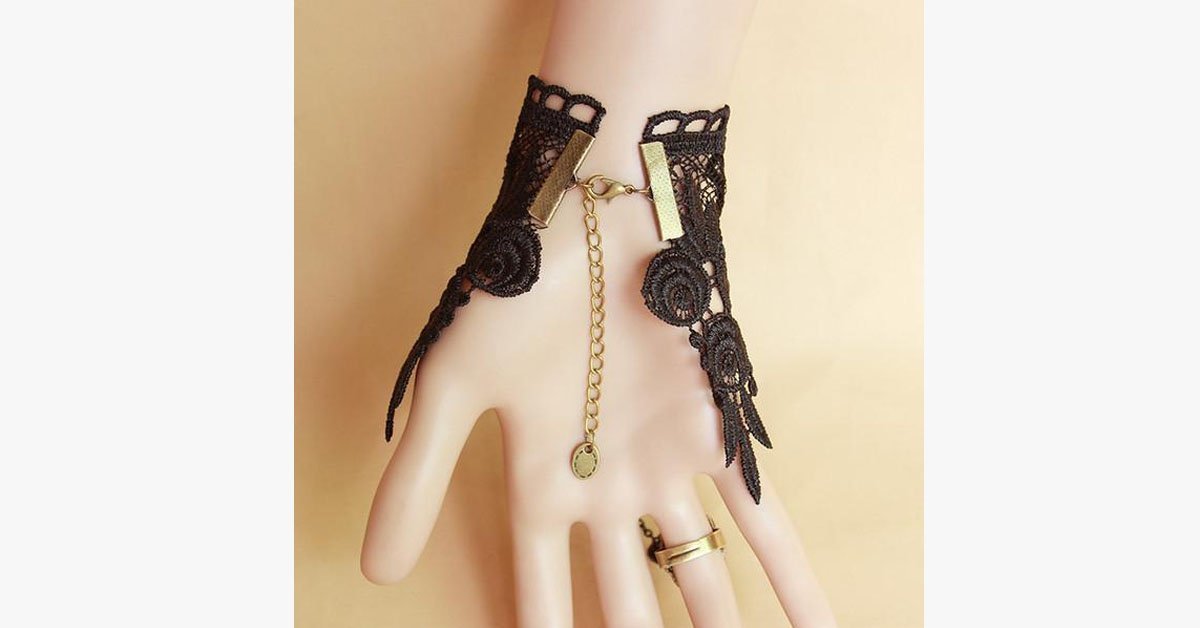 Midnight Lace Ring-to-Wrist Bracelet