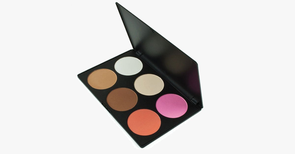 6 Color Blush Palette - Perfect for Cheekbones - Pink & Peach Color