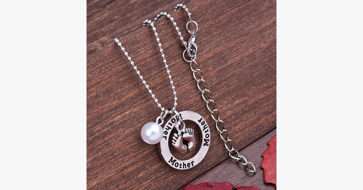 Precious Baby Footprints Round Pendat Necklace