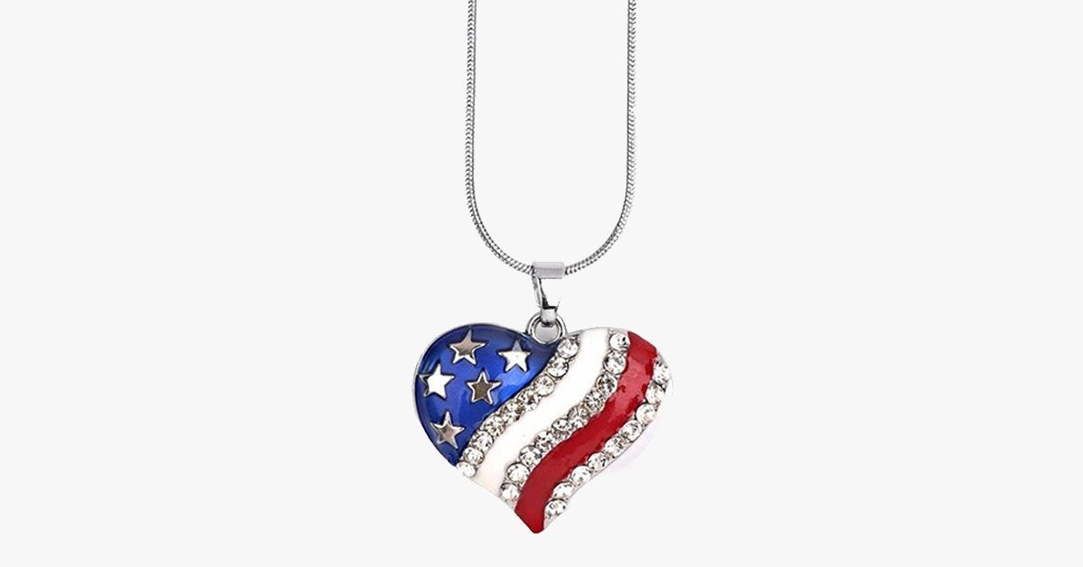 USA Flag Heart Pendant