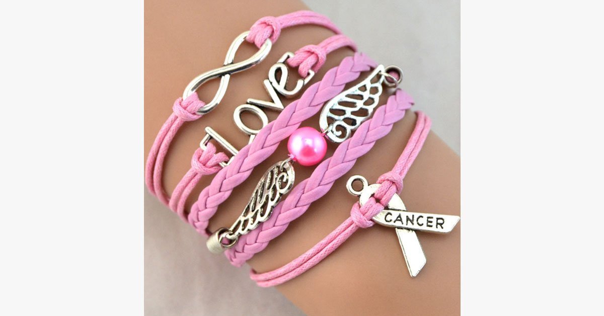 Pink Angel Cancer Awareness Bracelet