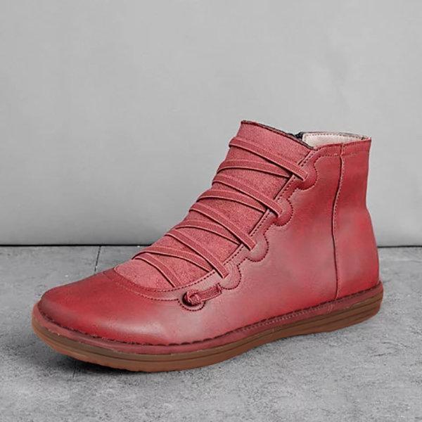 Women Comfortable Soft Sole Closed Toe Slip Resistant Flat Ankle Casual Zipper Boots