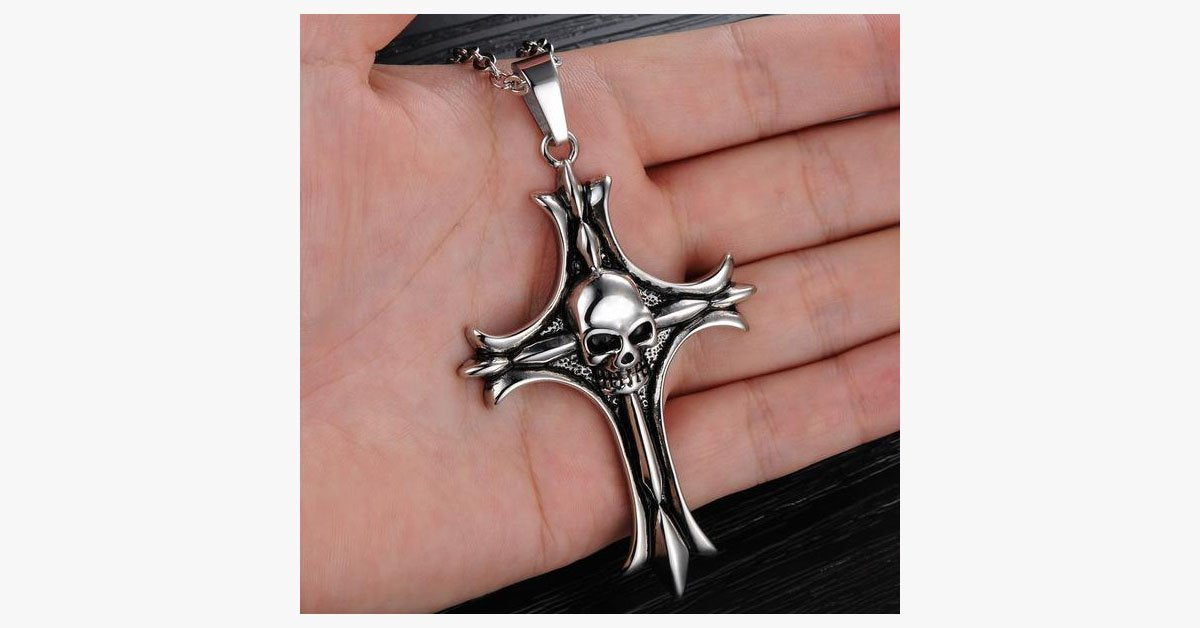 Cross Skull Stainless Steel Pendent