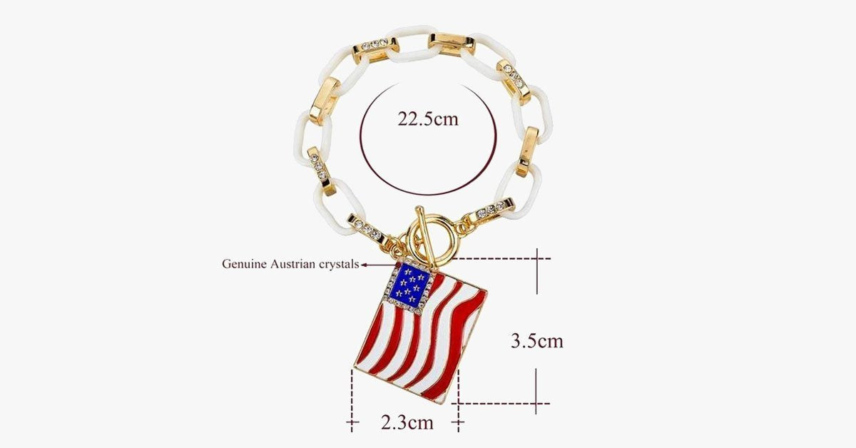 Square American Flag Charm Bracelet