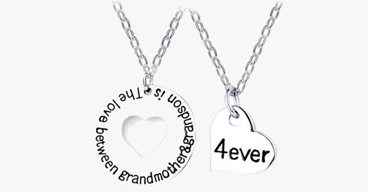 The Love Between Grandmother & Grandson Is 4ever Necklace Set