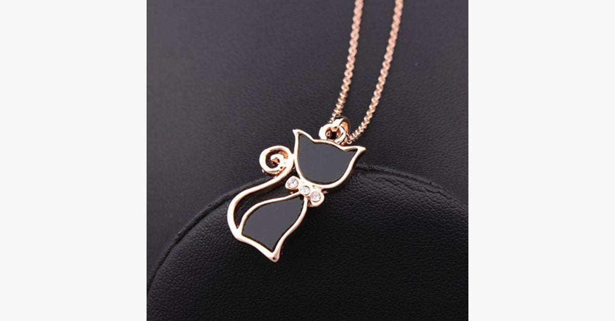 Rose Gold Cat Necklace - Casual Yet Chic Accessory for Women - Elegant Jewelry Piece for Women