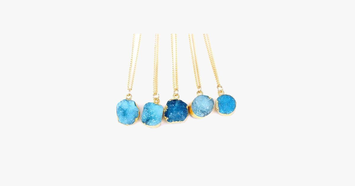 Blue Druzy Stone Necklace