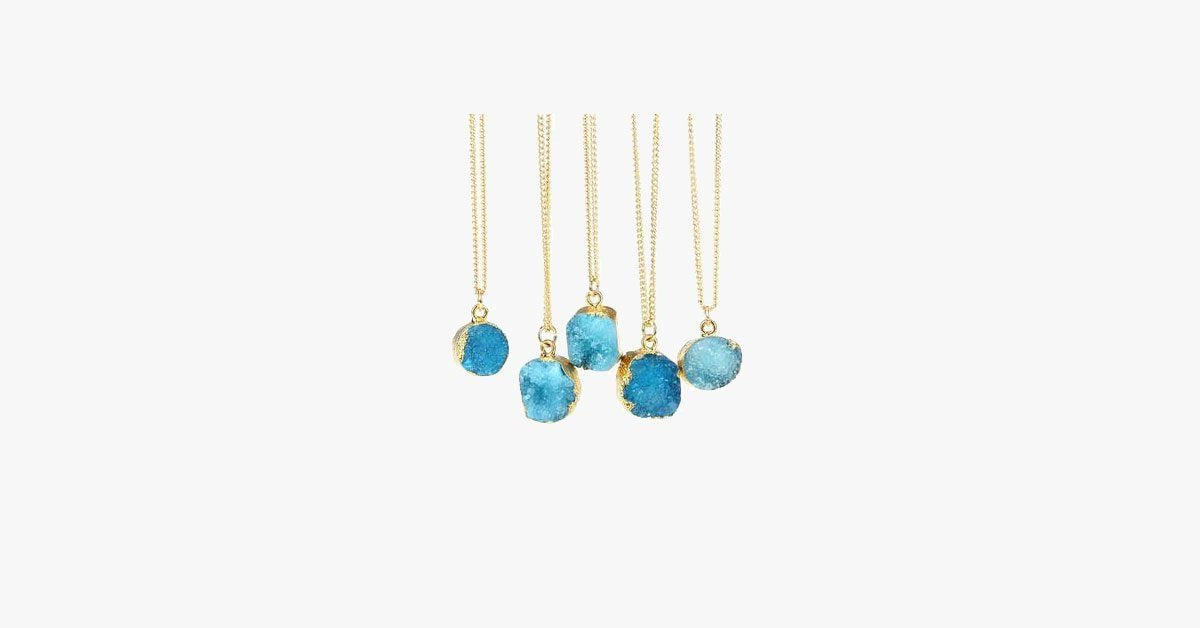 Blue Druzy Stone Necklace