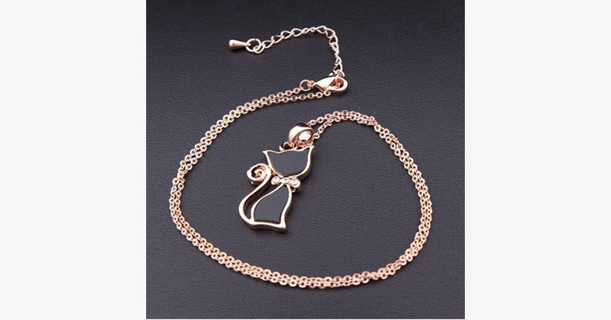 Rose Gold Cat Necklace - Casual Yet Chic Accessory for Women - Elegant Jewelry Piece for Women
