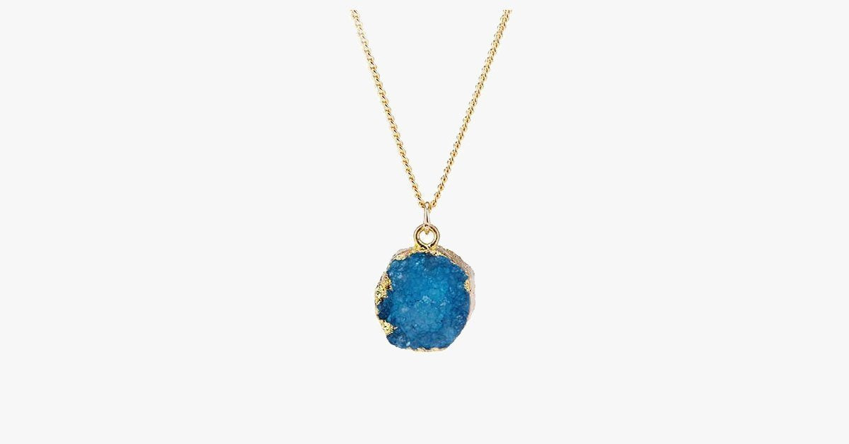 Blue Druzy Stone Necklace