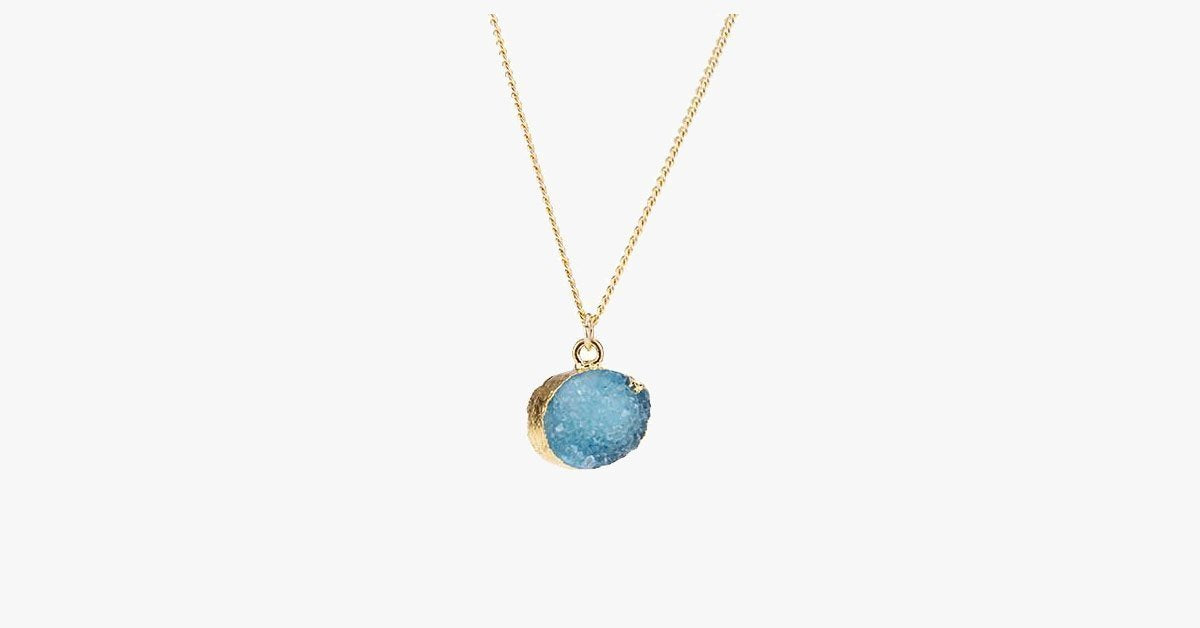 Blue Druzy Stone Necklace